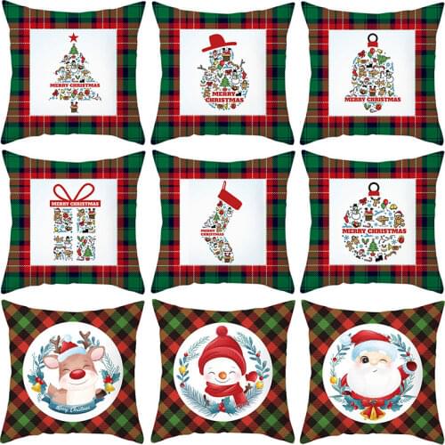 45*45CM Christmas cushion cover Pillowcase sofa cushions Pillow cases Cotton Linen pillow covers Home Decor New Year 2022