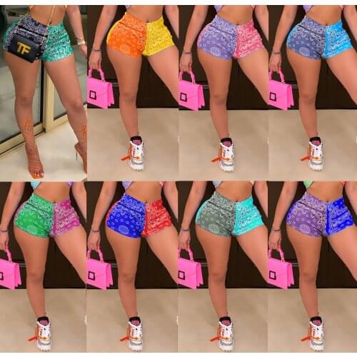Bandanna Print Women Summer New Shorts Color Patchwork Slim Beach Pants Casual Activewear Shorts Trousers Holiday Paisley Shorts