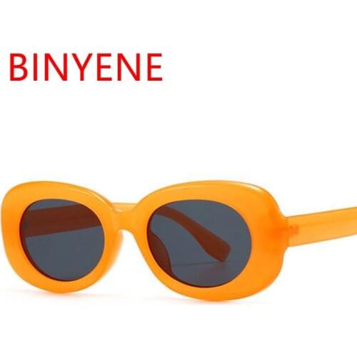 Retro Small Oval Orange Sunglasses Brand Designer Glossy Candy Colors Sun Glasses Round Shades 2021 Trendy Must-Have Accessories