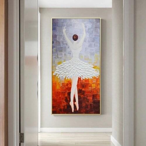 Modern Beautiful Ballerina and Abstract Ballet Girl Dancing Canvas Oil Paintings Posters and Wall Art Pictures Home Decor