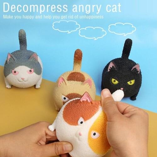 Super Cute Cute Tofu Angry Cat Squeeze For Decompression Ball Ventilation Kids New Strange Toys Boxed