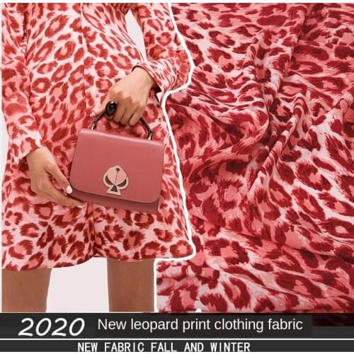 2020 spring and summer new European and American style digital printing red yellow leopard fashion dress handmade DIY fabric