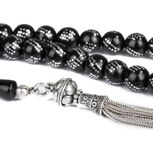 Point Worked Jet Rosary (Tasbih)