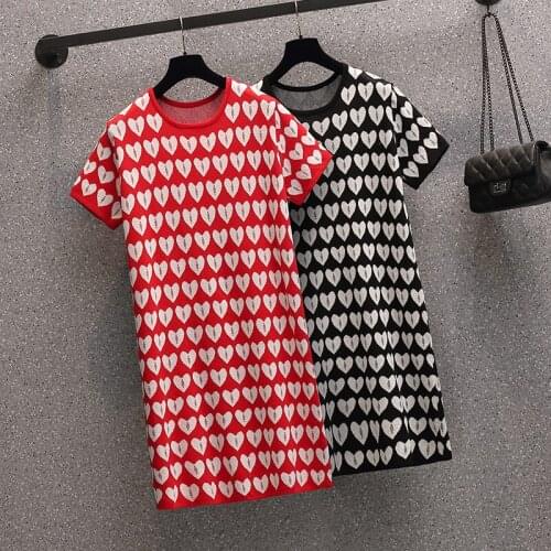 Geometric Pattern Knitted Dress O collar Dress Womens Fashion Casual Vintage summer All-match Plus Size Beach Dresses Vestidos