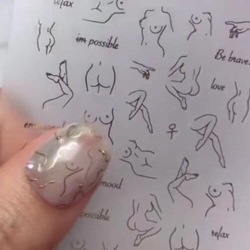 TSC-120 Newest girl body design series 3d slider Nail Art Stickers Decal Template diy nail tool decorations