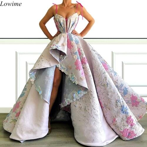 Special Fabric Asymmetrical Evening Dresses 2019 Long Sleeveless Hi-Lo Prom Party Gowns Vintage Celebrity Runaway Gowns Custom