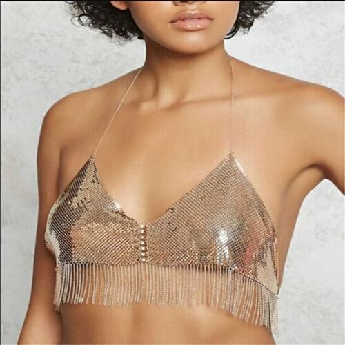 Lady Fashion Brassiere Multi-color Tassel Sexy Bra Chain Bikini Beach Party Neight Cub Necklace For women Sexy Body Jewelry