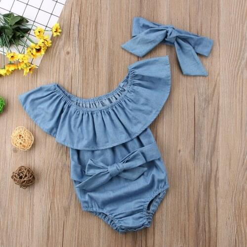 2pcs Baby Girl Jumpsuits Newborn Kids Baby Girls Front Bowknot Romper Jumpsuit Outfits Set 0-24M