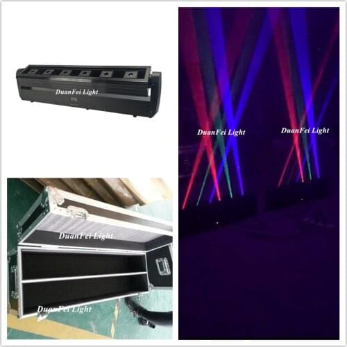 2pcs+Flycase) 6 eyes RGB moving head beam bar laser light DJ Disco Effect Stage Lighting for KTV DJ