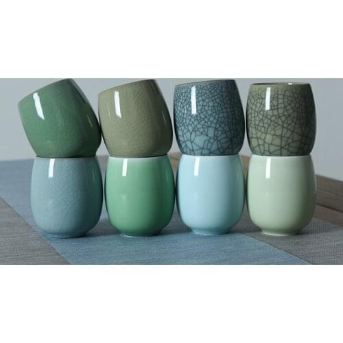250ml Celadon Small Tea Cup Wine Glass Creative Kung Fu Opening Six-color Tea Cup Small Tea Bowl Household Cup Coffee Cup