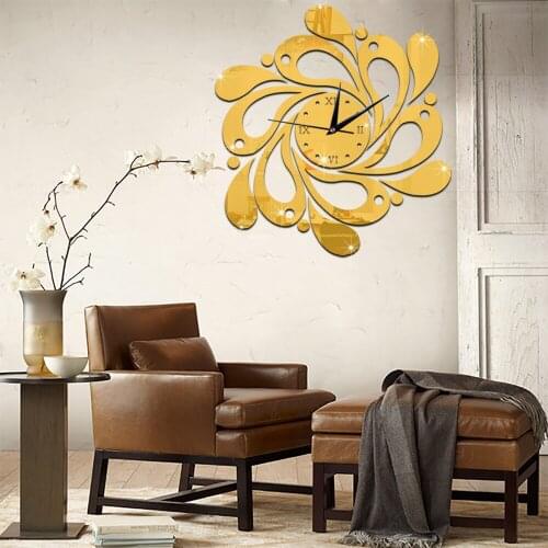 3D Environmental protection crystal Acrylic decorative flower Wall sticker clock Quartz clock Craft wall clock wallpaper