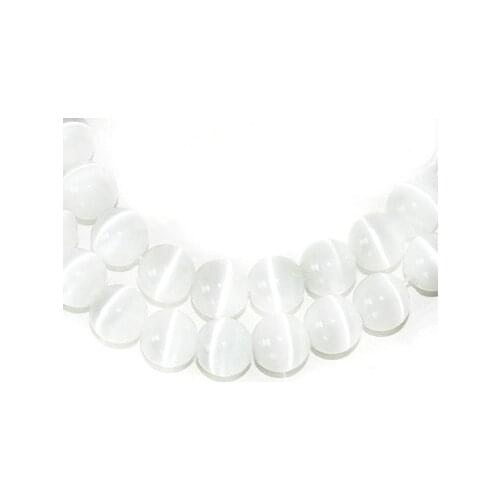 A Grade 6mm Approx 135pcs/lot Round White Cat Eye Loose Spacer Stone Beads for DIY Craft CN-BBB002-05