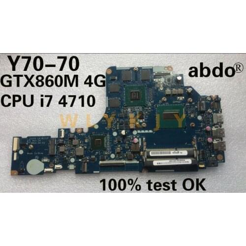Abdo ZIVY2 LA-B111P motherboard for Lenovo Y70-70 Y70 notebook motherboard CPU i7 4710HQ GTX860M 4G DDR3 100% test work