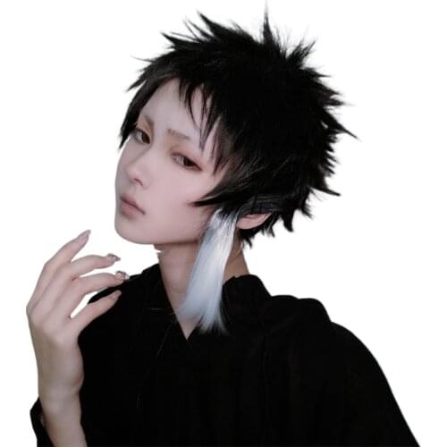 Anime Bungou Stray Dogs Ryunosuke Akutagawa Wig Synthetic Hair Cosplay Prop Party Decor for Men Boy Christmas Gift 1pcs