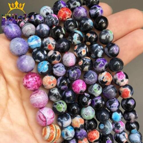 Natural Stone Multicolor Fire Agates Beads Round Loose Spacer Beads For Jewelry Making DIY Earings Bracelets 15'' Inch 6/8/10mm
