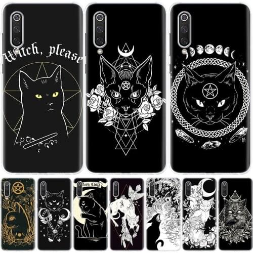 Witch and cat Colorful Cute Phone Case For Xiaomi Mi Note 10 11 9 8 10T 9T CC9 A1 A2 A3 Poco F1 X3 F2 Pro Lite 5X 6X Cover Coque