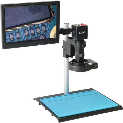 1080P HDMI VGA Digital Industrial Microscope Video Camera+100X C-mount Lens+56 LED Ring Light+8" LCD Monitor For PCB Repair