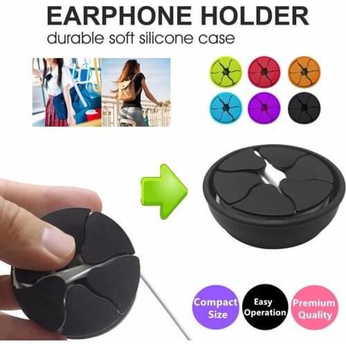 9 Colors Earphone Cable Winder Silicone Mini Earphone Holder Case Storage Boxes Container Stretch Earbud Storage Box Organizer