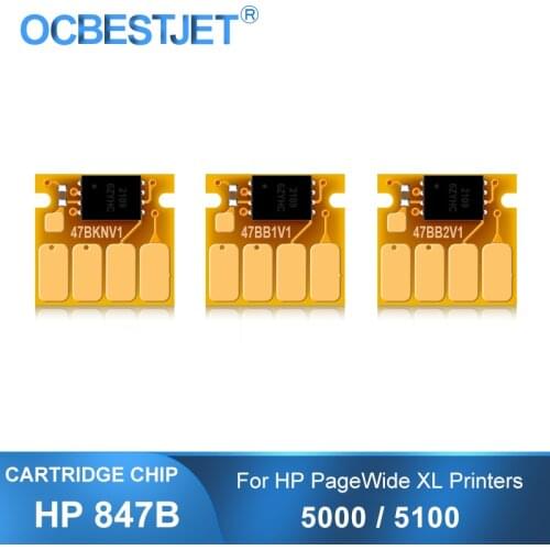 For HP 847 847B F9J72A-F9J74A New Upgrade Ink Cartridge Chip For HP PageWide XL 5000 5100 Printer One Time Use Chips