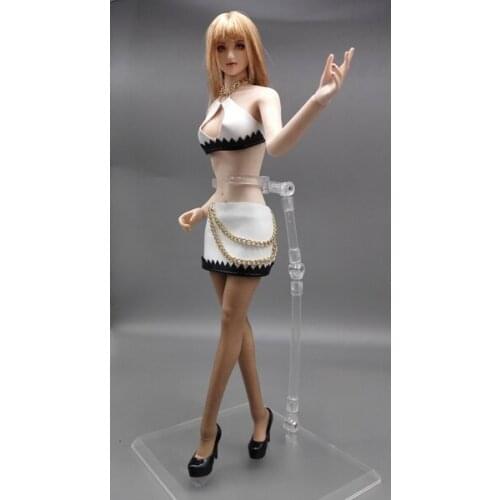 Estartek 1/6 PU Leather Short Dress with Alloy Chain Sexy Underwear Costume for 12inch UD PH JODOLL Action Figure DIY