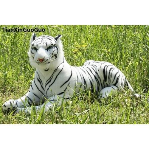White prone tiger plush toy artificial tiger large 75cm soft doll throw pillow birthday gift b2740