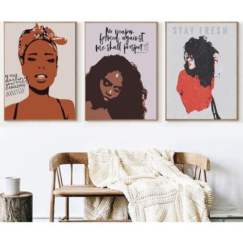 Personality Canvas Painting African American Art African Woman Picture Know Your Value Art Poster Mural and Decorative Painting