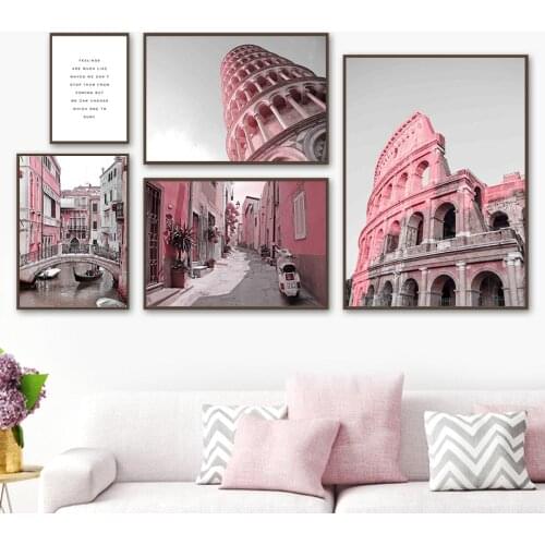 Italy Pisa Tower Rome Colosseum Street Wall Art Canvas Painting Nordic Posters And Prints Wall Pictures For Living Room Decor