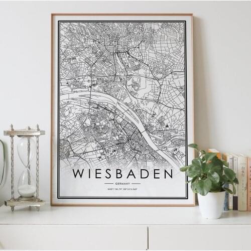 WIESBADEN city map Nordic Living Room Decoration Canvas Poster Modern Home Decor Art Print Painting
