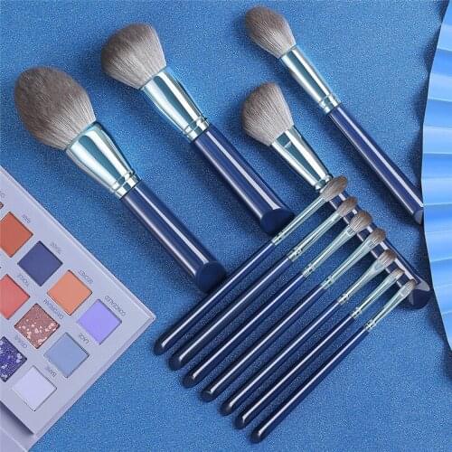 Makeup brush-The Sky Blue 11pcs super soft fiber makeup brushes set-high quality face&eye cosmetic pens-synthetic hair
