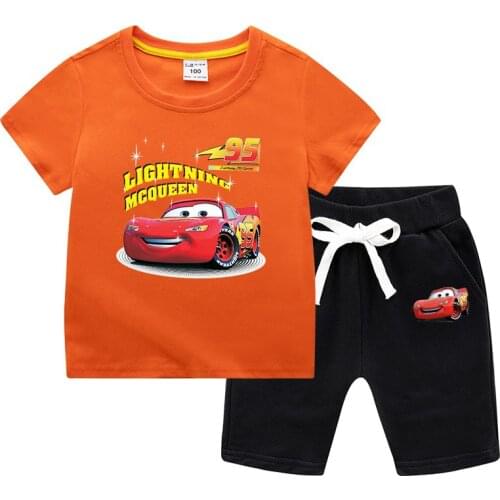 Summer Little Children Clothing Set Lightning Mcqueen Printed Shirt&shorts Fashion Teenagers Boys Outfits Baby Girls Tracksuits