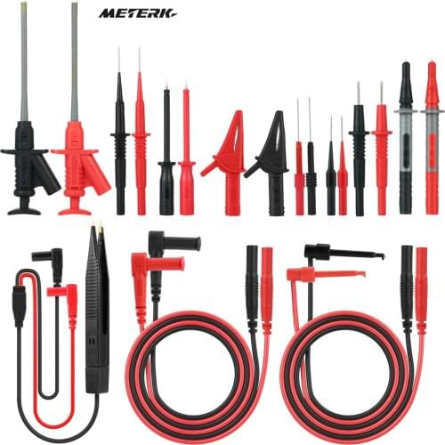 Meterk MK29 Electronic Test Lead Kits For Digital Multimeter tester with Alligator Clips Replaceable Probes Tips Accessories Kit