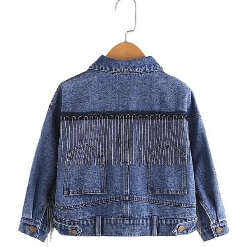 Childrens clothing girl short style coat denim top