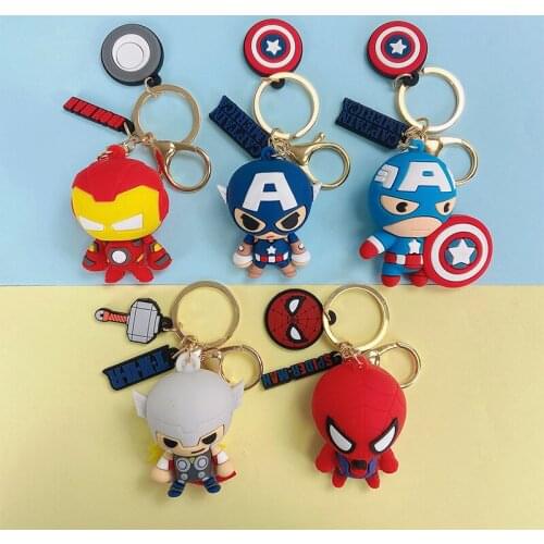Marvel Captain America Spiderman iron Man Cartoon character keychain Avengers series Doll key chain Cartoon doll bag pendant