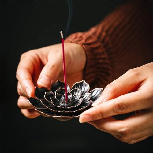 Backflow Incense Burner Stick Incense Holder Home Buddhism Decoration Coil Lotus Censer Bronze Air Vaporizer Home Decor Supplies