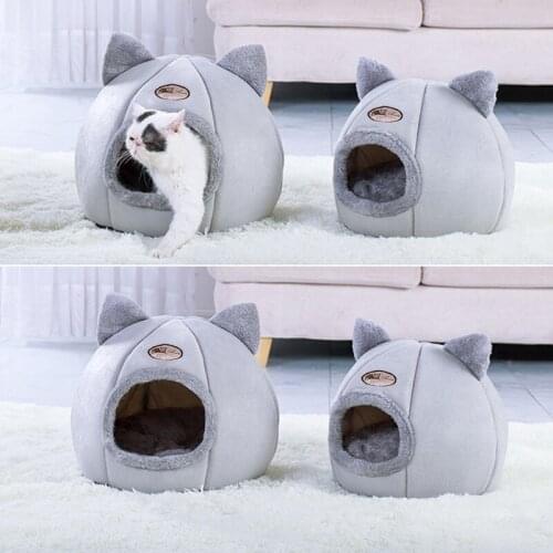 Dog Beds/Mats Pet Dog Cat Tent House Kennel Winter Warm Soft Foldable Sleeping Bed Nest Hot