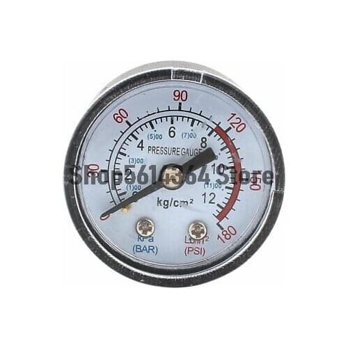 1/8PT Male Thread Round Dial 0-180PSI 0-12BAR Pressure Gauge