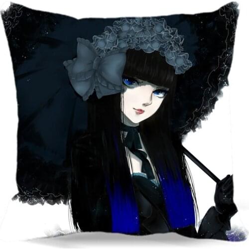 Long haired girl with black umbrella of soft Cushion Cover Cotton Polyester Pillow Cover Sofa Bed car home Decorative