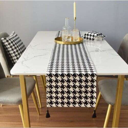 New Light Luxury Houndstooth Table Runner Home Fabric Dining Room Cotton Table Decoration TV Table Mat Coffee Table Place Mat