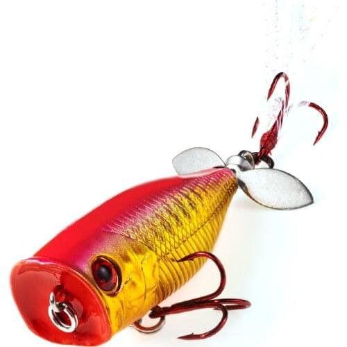 NEW 1pc 5.5cm 6.5g Whopper Popper Hard Bait Topwater Fishing Lure Artificial Bait Hard Plopper Rotating Tail Fishing Tackle
