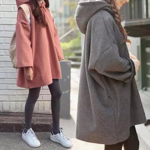 2021 Autumn And Winter New Oversize Hoodies Women Hooded Cotton Thicken Warm Loose Hoodie Lady Sweatshirts