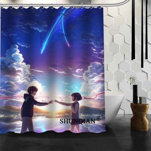 New Arrival Kimi No Na Shower Curtain Polyester Fabric Printing Bathroom Curtain Waterproof Bathroom Products With Hook