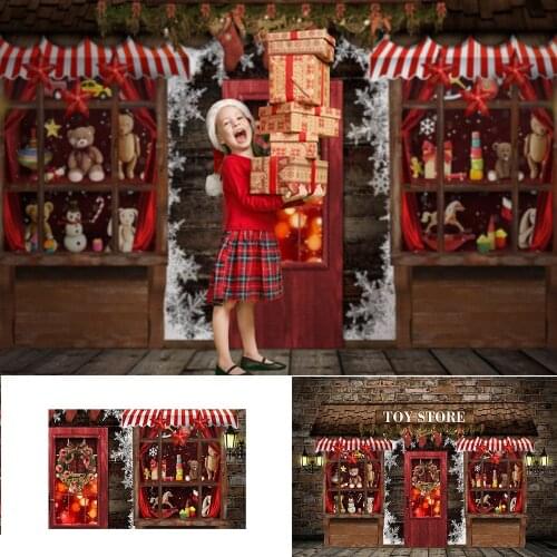 New Year Photography Background Christmas Toy Store Theme Winter Party Props Wreath Pink Brick Wall Color Backdrop Studio