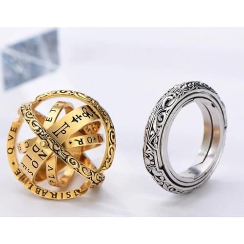 Openable Astronomical Ball Projection Ring 100 Language I Love You Cosmic Planet letter Ring for Women Choker Valentines Day