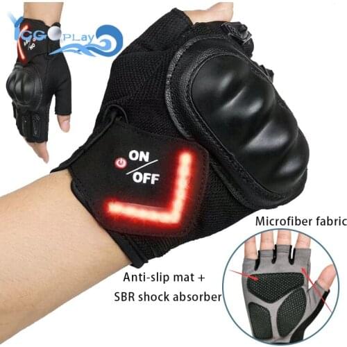 Outdoor Ntelligent LED Turn Signal Warning Light Riding Gloves Anti-slip MTB Road Bike Gloves Night Sports Safety Warning Gloves