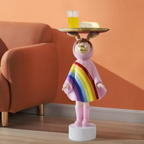 Rainbow Girl Storage Tray Figurine Cartoon Resin Statue Nordic Room Decoration Sculpture Figurines Home Decor Gift Decorative