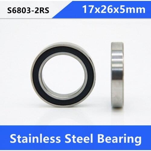 20pcs/lot ABEC-5 S6803-2RS S6803RS Bearing Stainless Steel 17x26x5 mm Deep Groove Ball Bearing 17*26*5mm 6803-2RS 6803RS