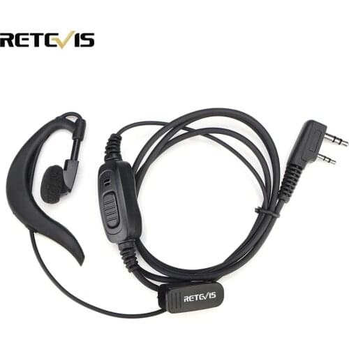Retevis EEK005 2 pin Earhook Earpiece with PTT Button and Collar Clip for Retevis RT5R RT-5R Two Way Radio C9150A