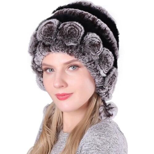 Luxury Rabbit Hair Warm Beanies Cap for Women Fashion Decor Hat Winter Keep Warm Thick Skullies & Beanies Accessories Bonnets
