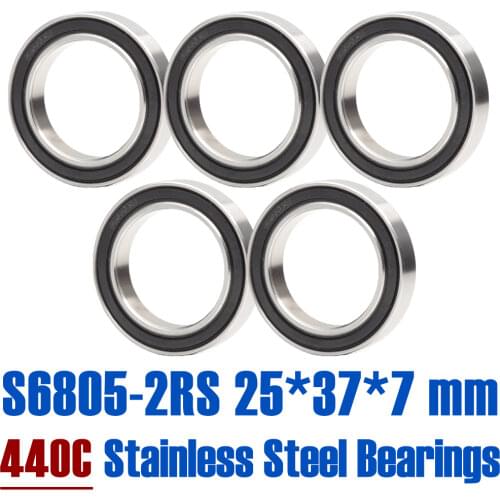 5PCS S6805RS Bearing 25*37*7 mm ABEC-3 440C Stainless Steel S 6805RS Ball Bearings 6805 Stainless Steel Ball Bearing