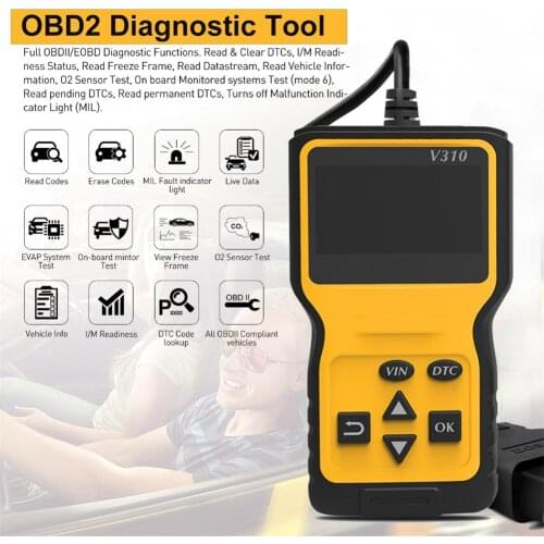Best quality V310 V1.1 Code Reader OBDII/EOBD Car Auto Diagnostic Tool obd2 scanner automotriz easydiag 16 pin VS ELM 327 V1.5